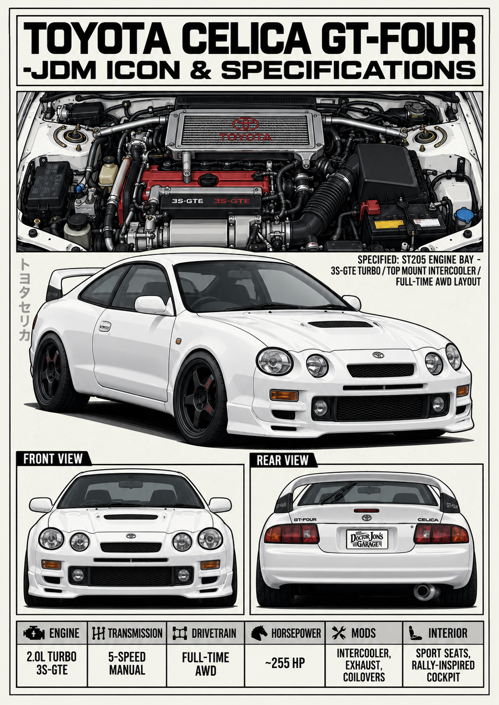 Toyota Celica GT-Four Graphic T-Shirt – White