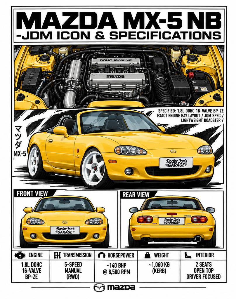 Mazda MX-5 NB Miata Graphic T-Shirt — White