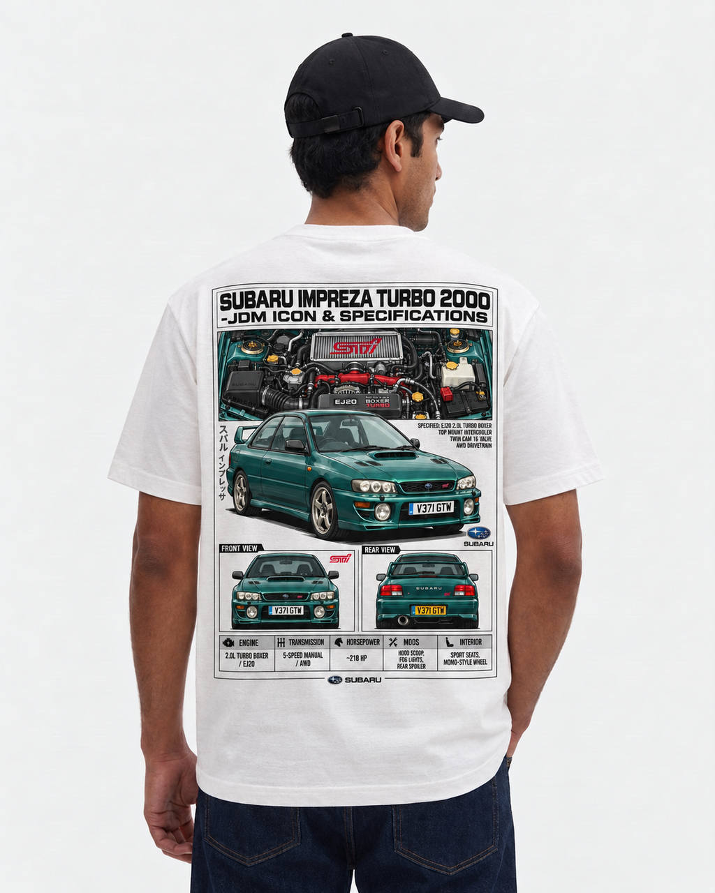 Subaru Impreza Turbo 2000 Graphic T-Shirt — White