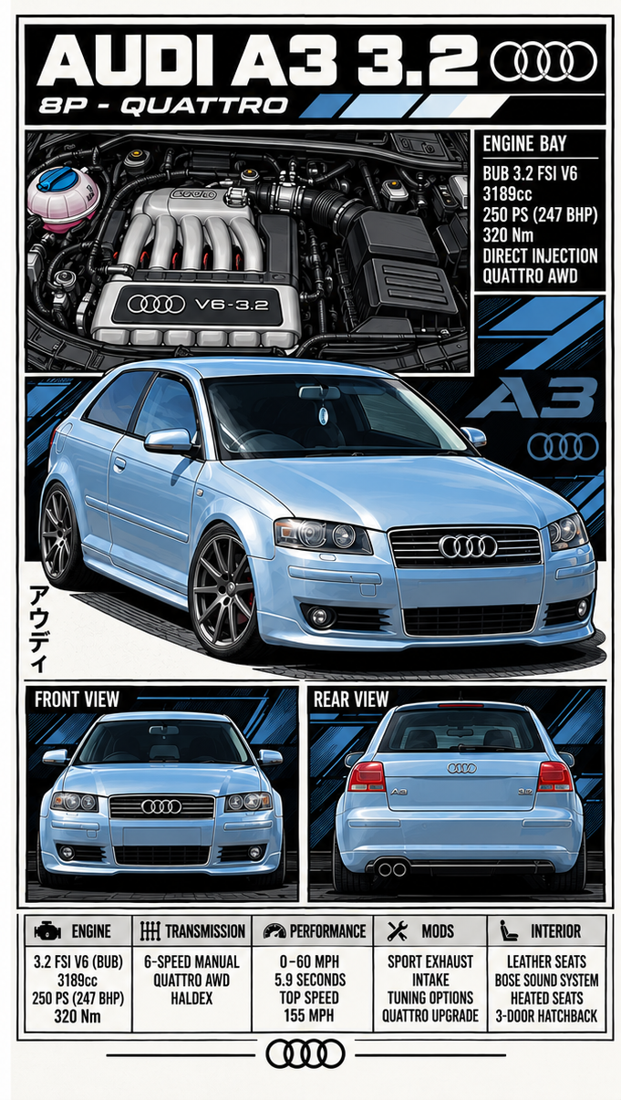 Audi A3 3.2 Quattro Graphic T-Shirt