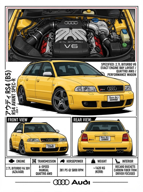 Standalone Audi RS4 Avant B5 print artwork