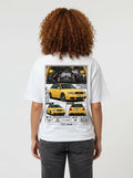 Audi RS4 Avant B5 graphic print on white T-shirt worn by model
