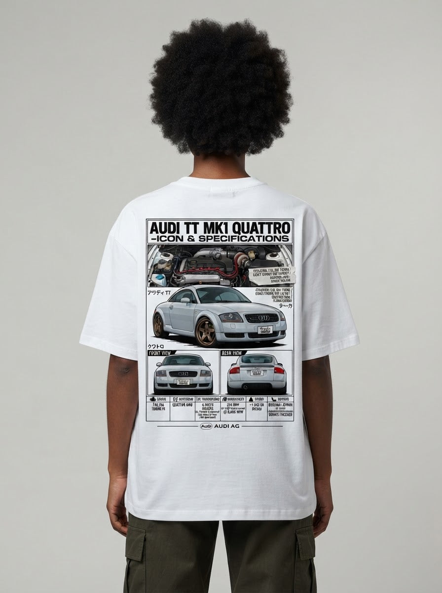 Audi TT Mk1 Quattro shirt modeled from behind