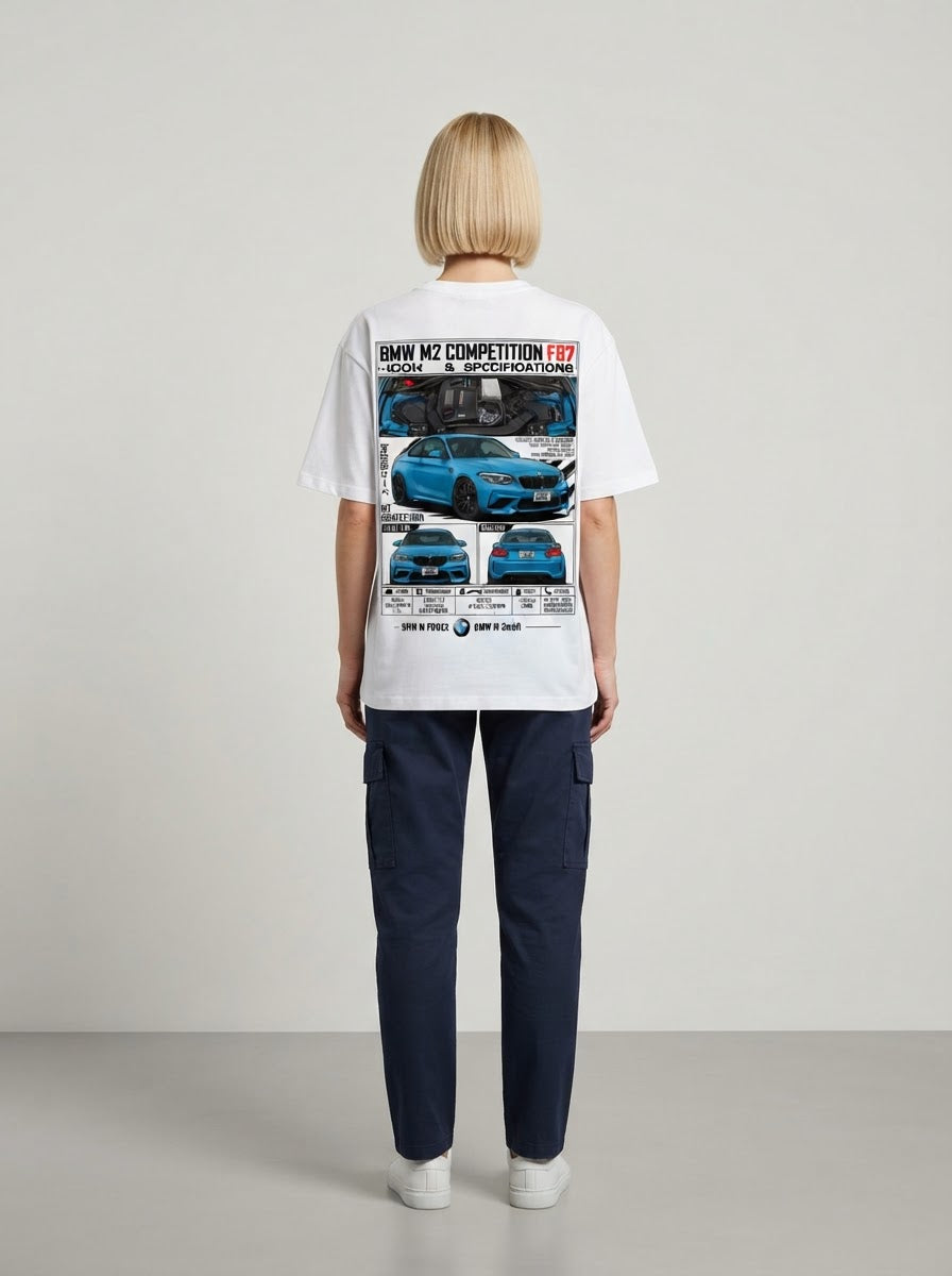 BMW M2 Competition F87 shirt print shown on model back