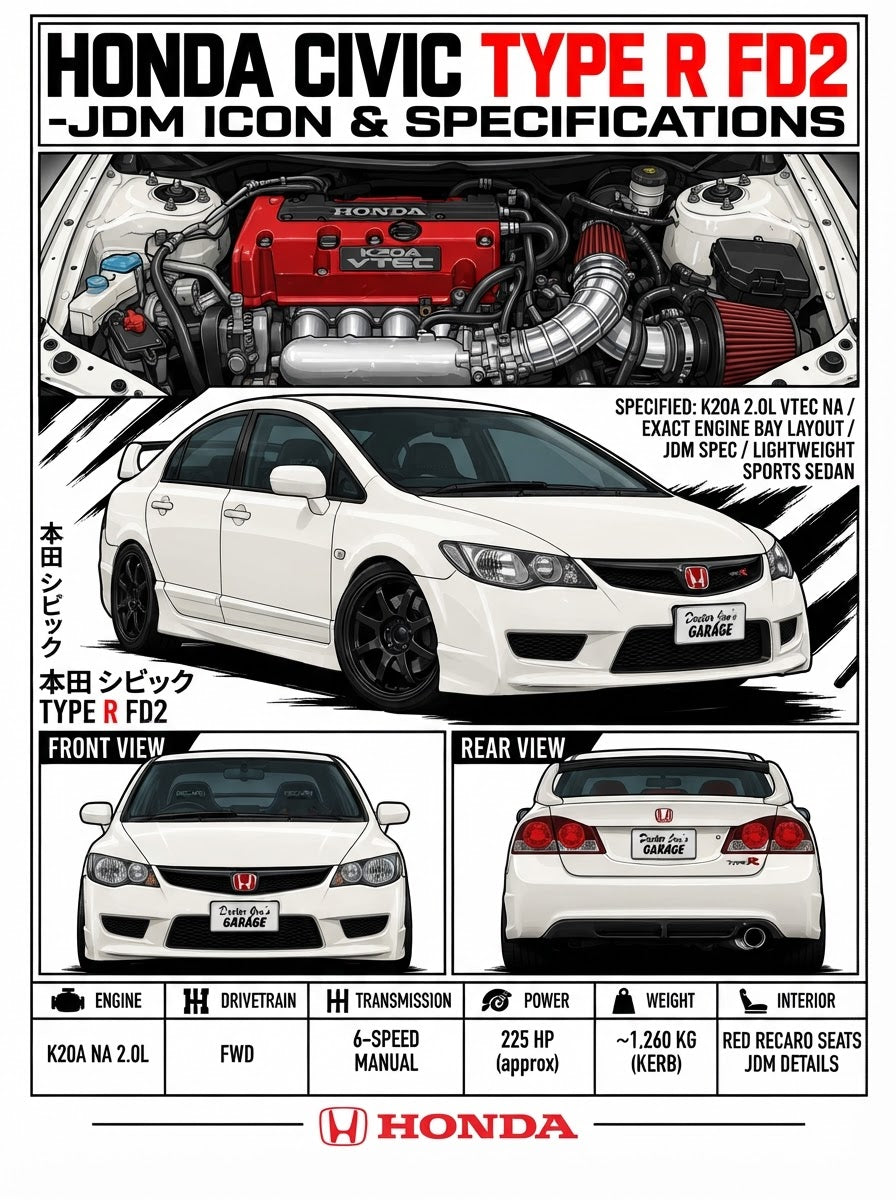 Standalone Honda Civic Type R FD2 printable artwork graphic