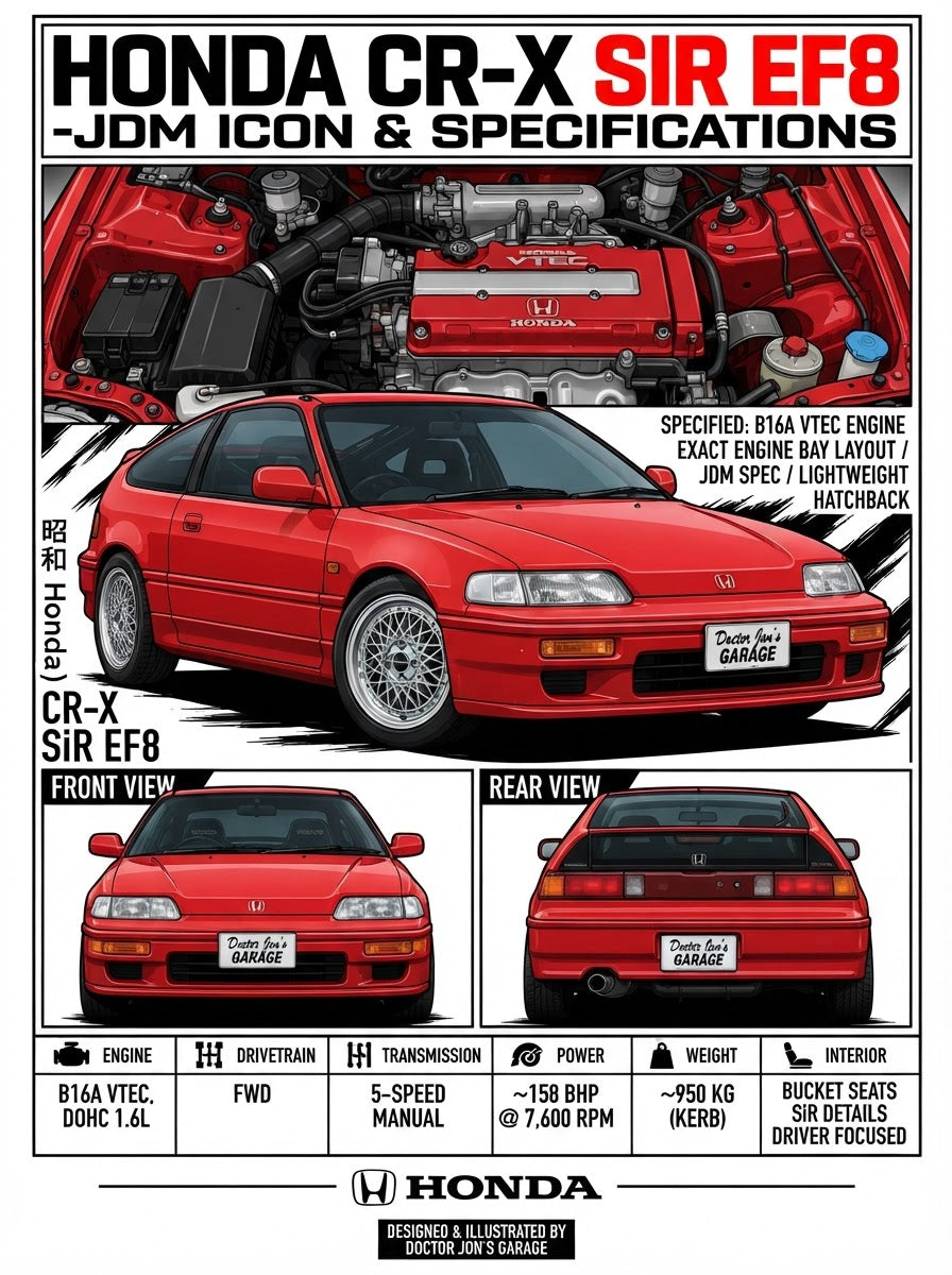 Standalone Honda CR-X SiR EF8 printable artwork graphic
