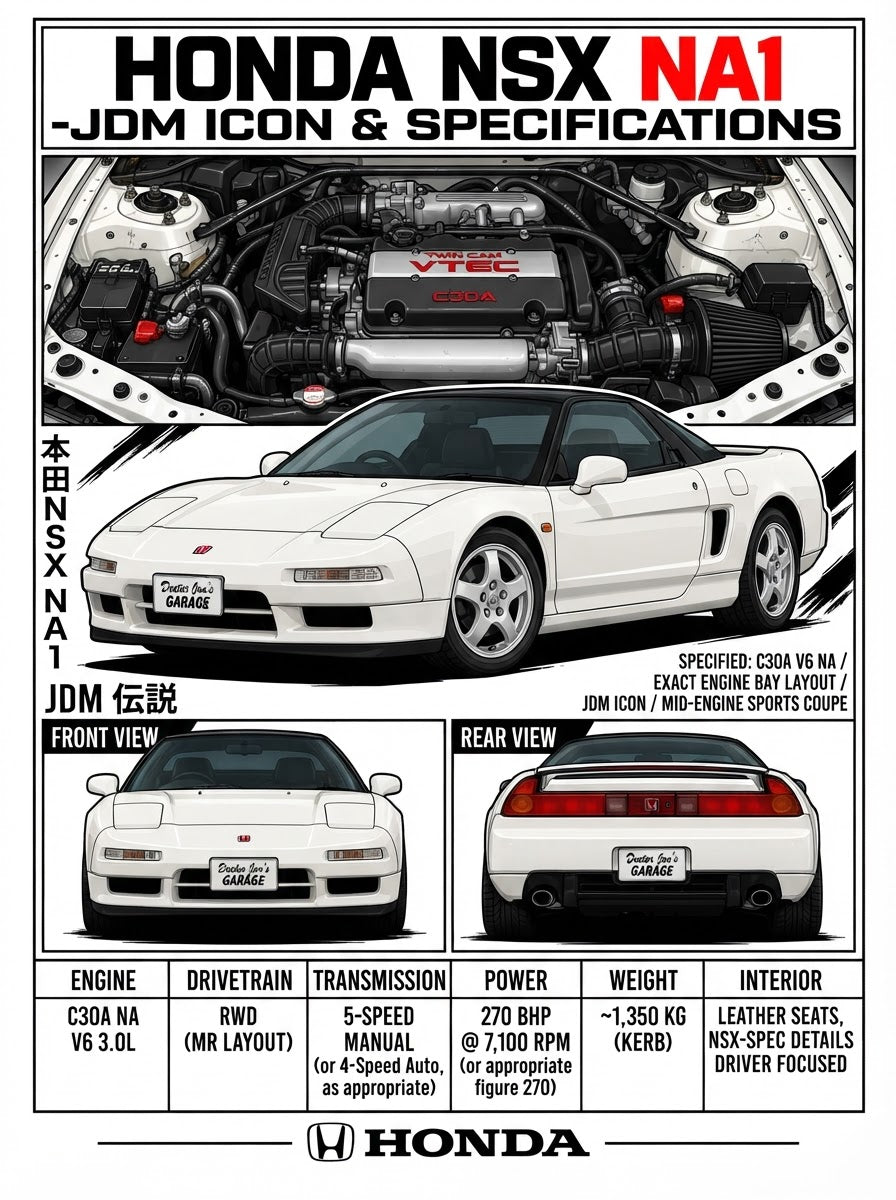 Honda NSX NA1 printable standalone technical car graphic