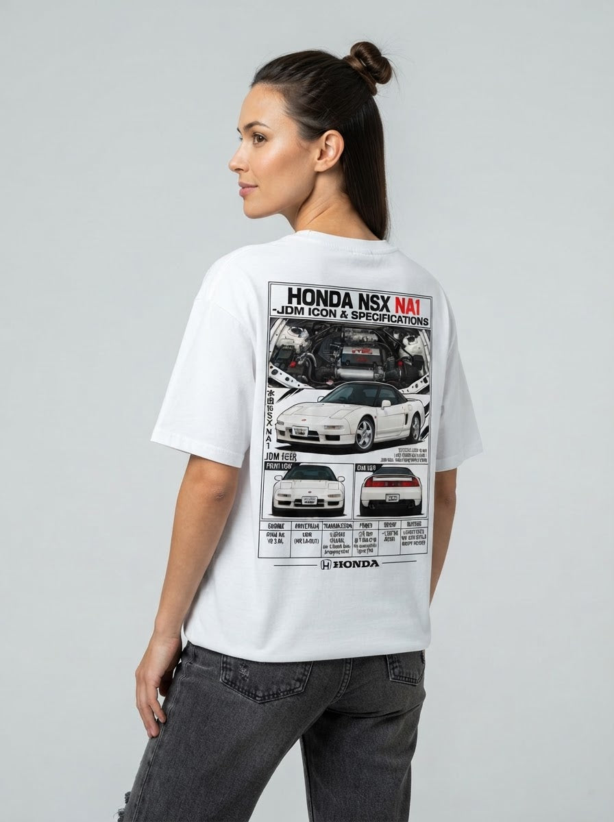 Honda NSX NA1 T-shirt photo with back graphic on model