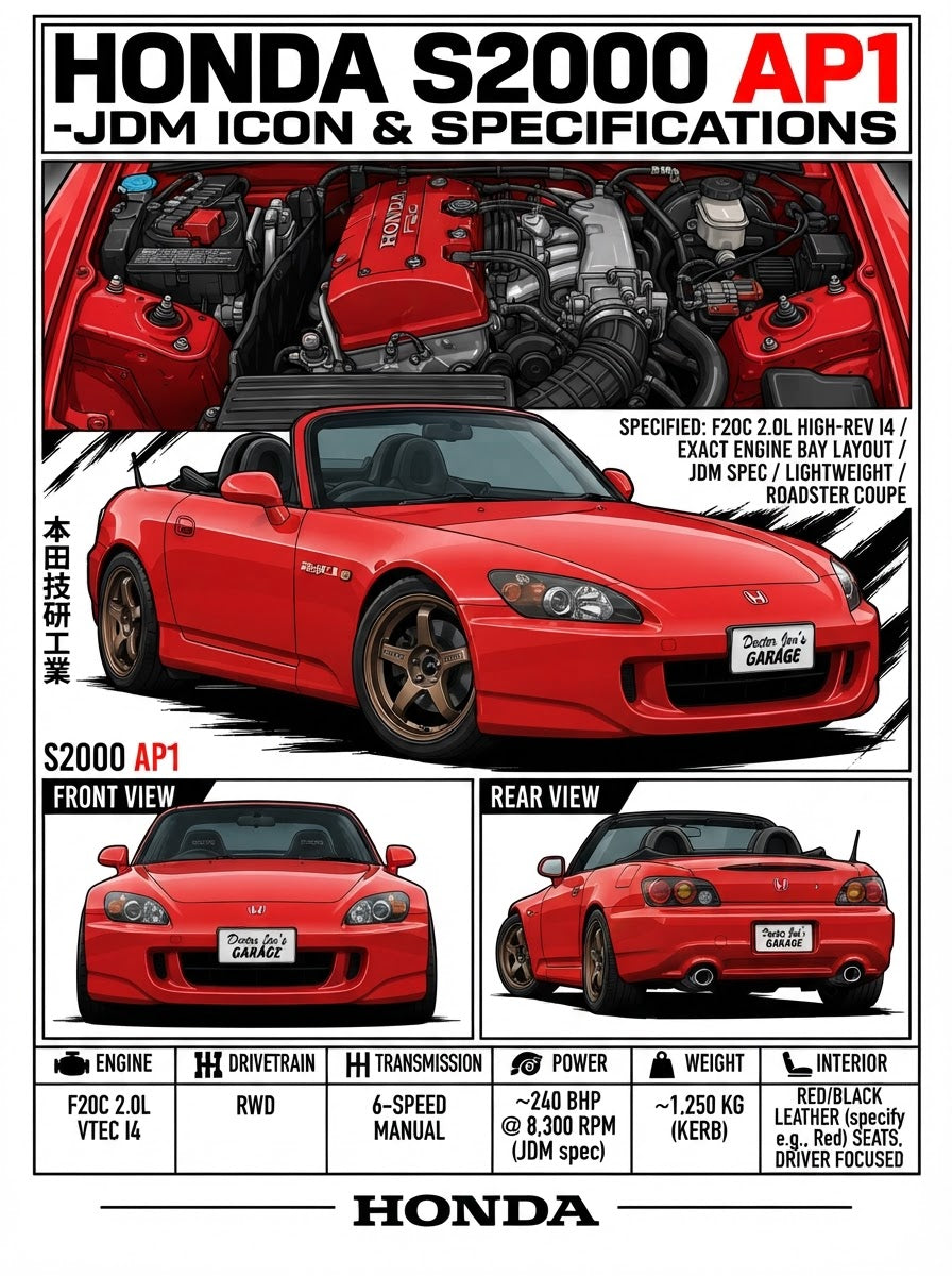 Honda S2000 AP1 printable standalone technical car graphic