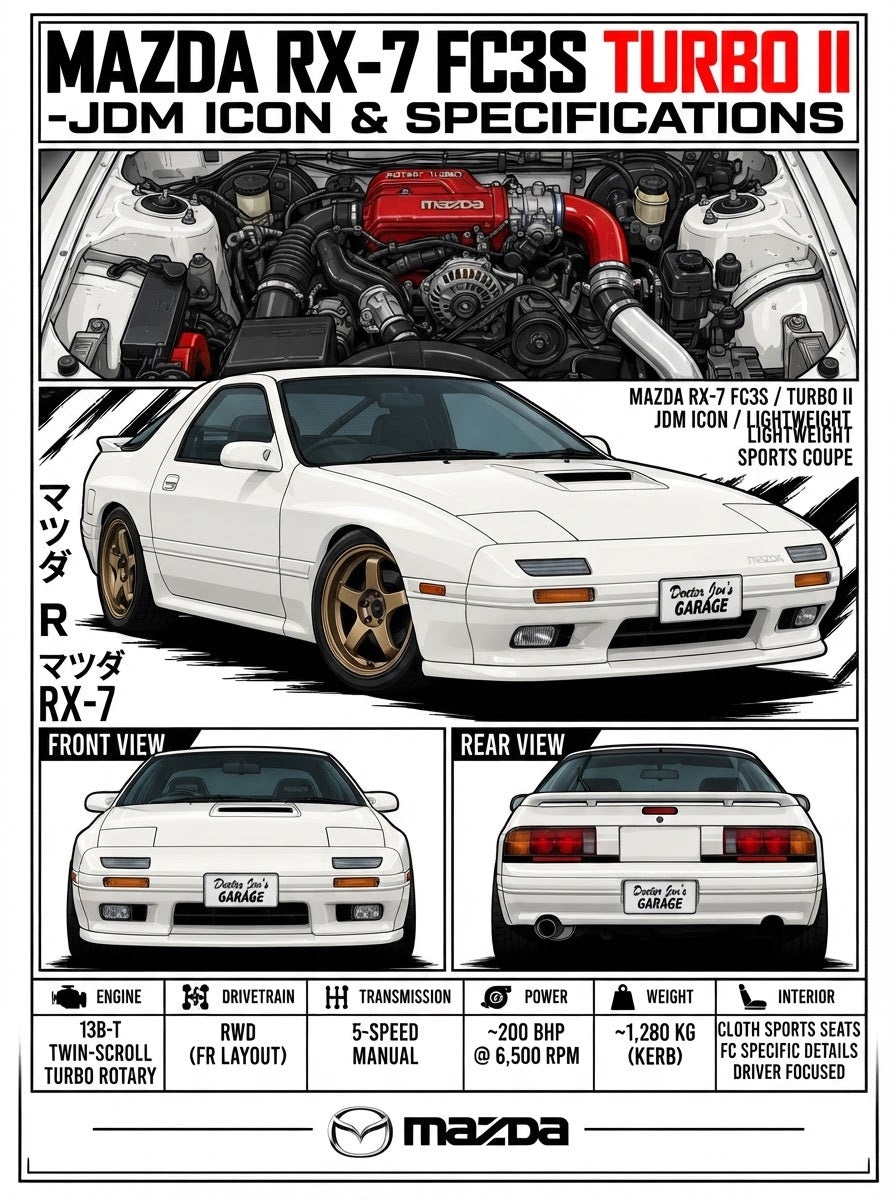 Standalone Mazda RX-7 FC3S Turbo II printable artwork graphic