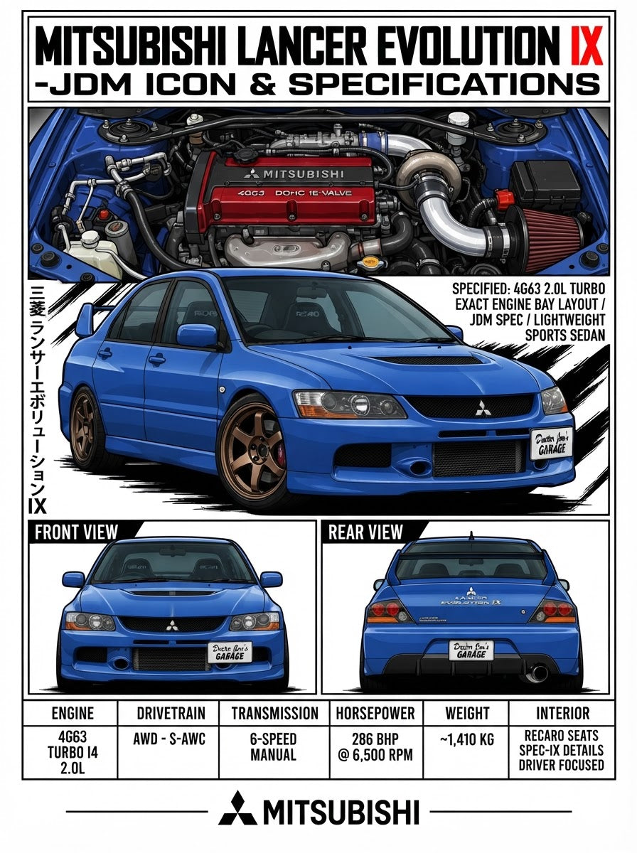Standalone Mitsubishi Lancer Evolution IX printable artwork graphic