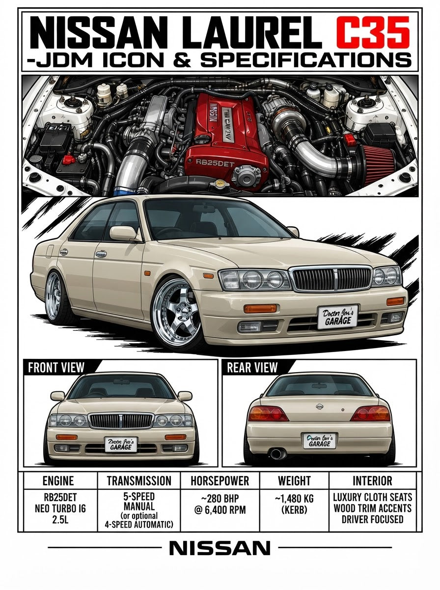 Nissan Laurel C35 standalone technical print artwork