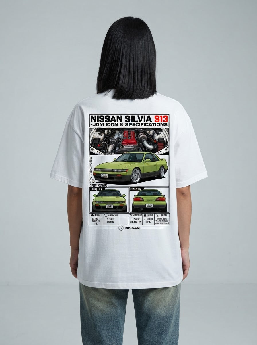 Nissan Silvia S13 shirt modeled from behind