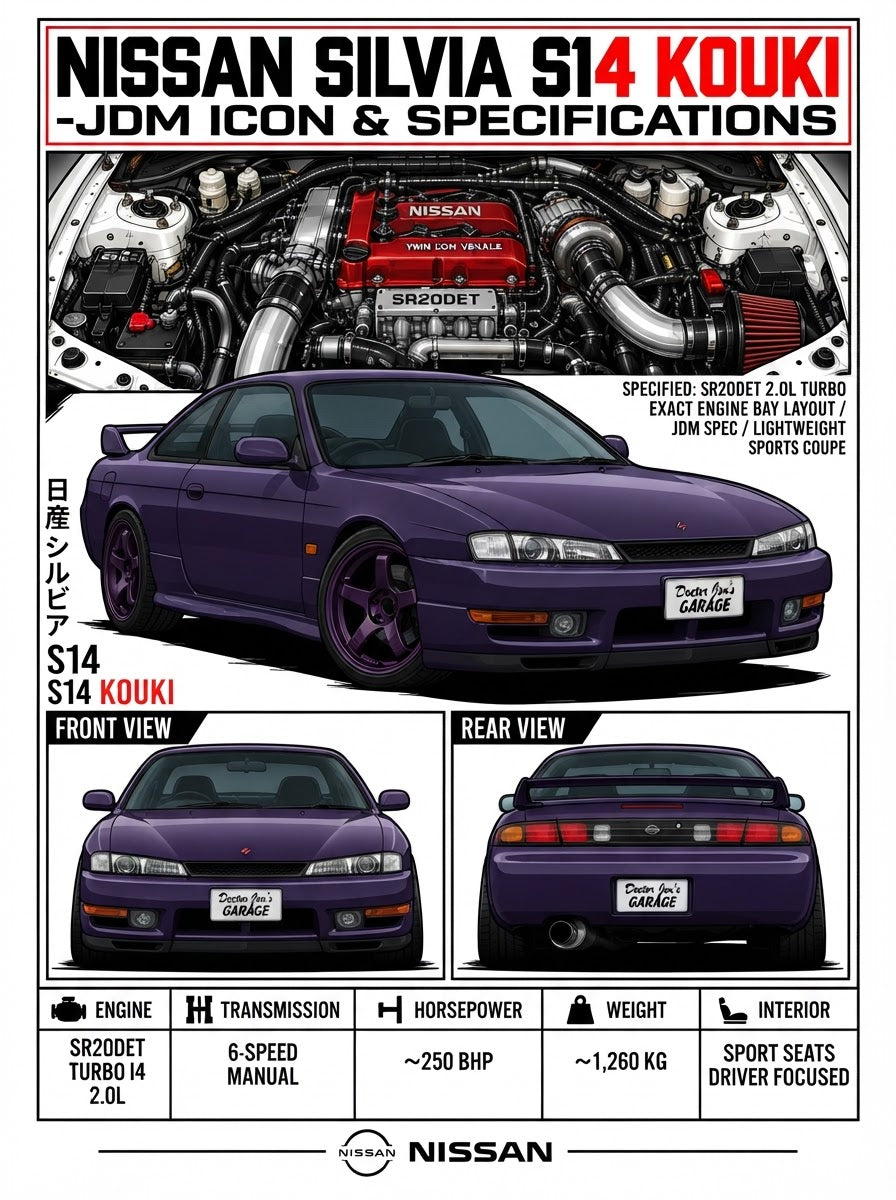 Nissan Silvia S14 Kouki standalone artwork for printing