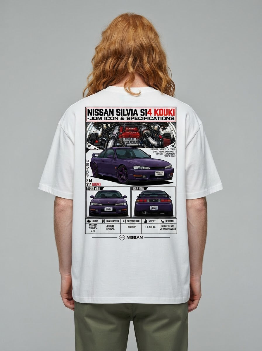 Nissan Silvia S14 Kouki shirt modeled from behind