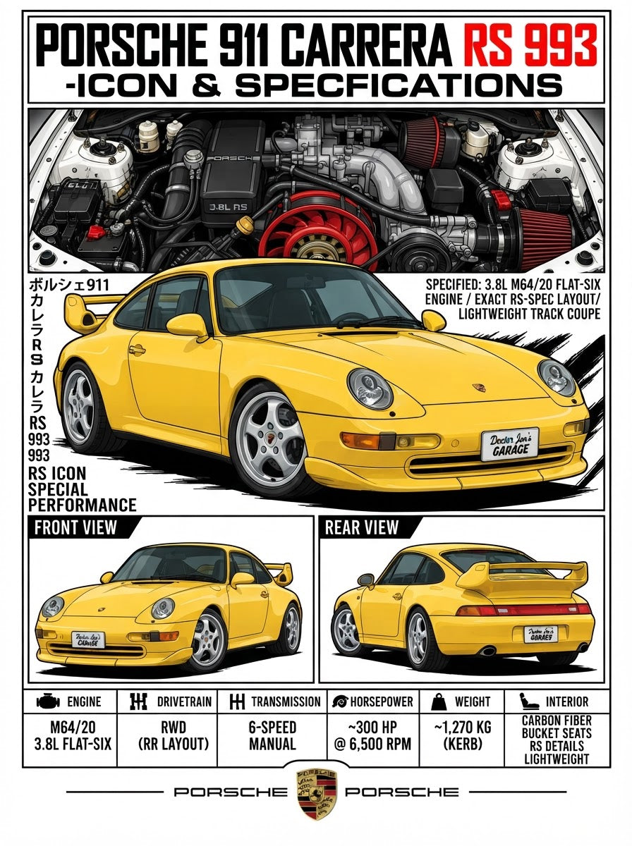Standalone Porsche 911 Carrera RS 993 print artwork