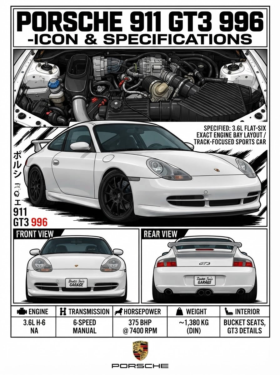 Standalone Porsche 911 GT3 996 print artwork
