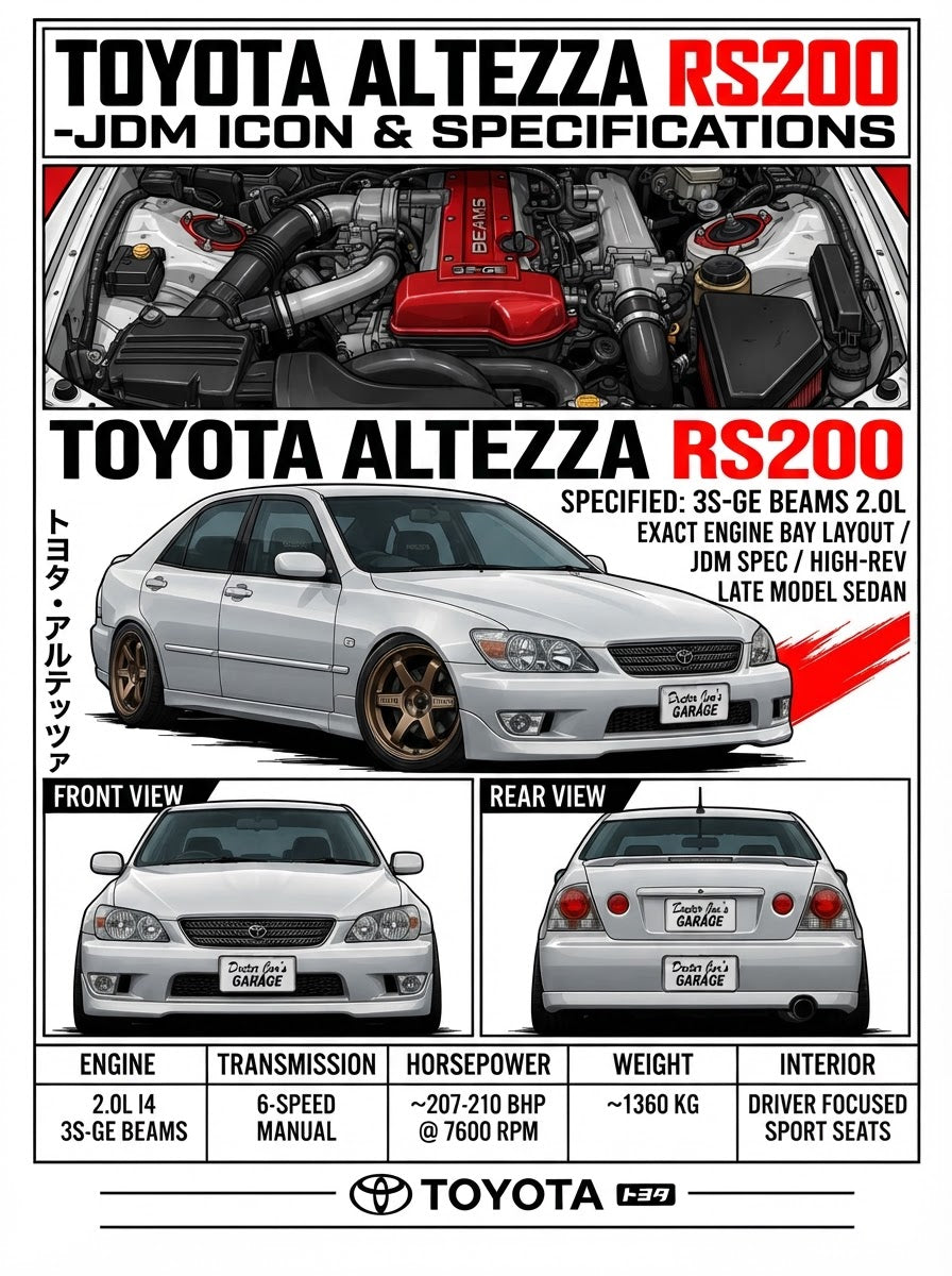 Toyota Altezza RS200 printable standalone technical car graphic