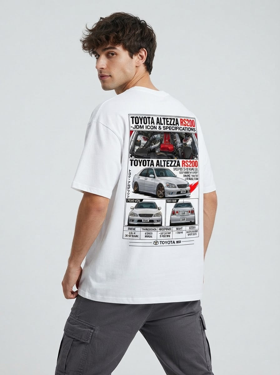 Toyota Altezza RS200 T-shirt photo with back graphic on model