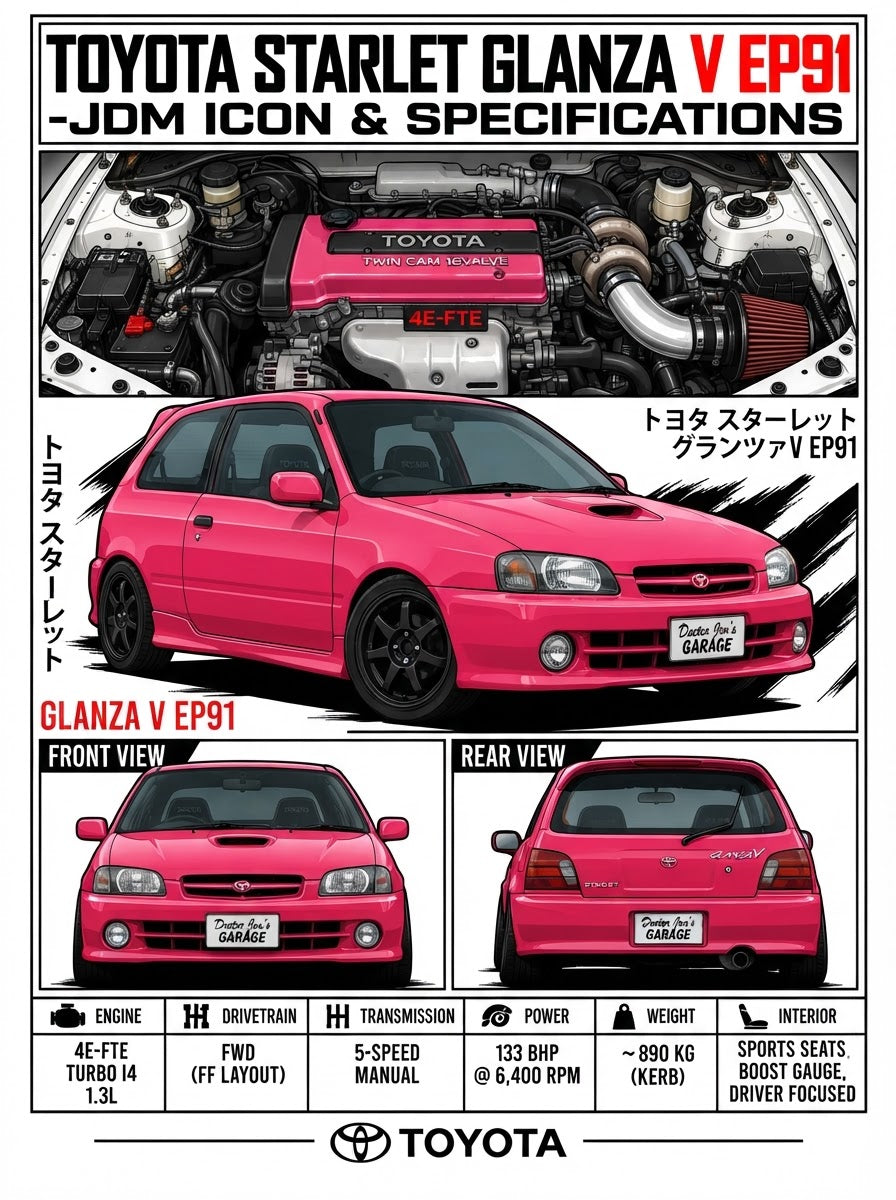 Toyota Starlet Glanza V EP91 printable standalone technical car graphic