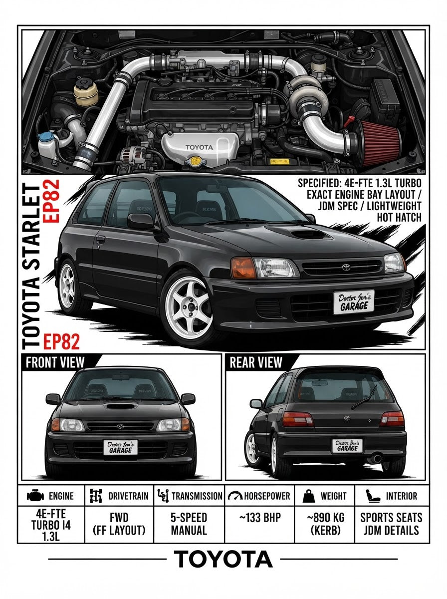Toyota Starlet GT Turbo EP82 printable standalone technical car graphic