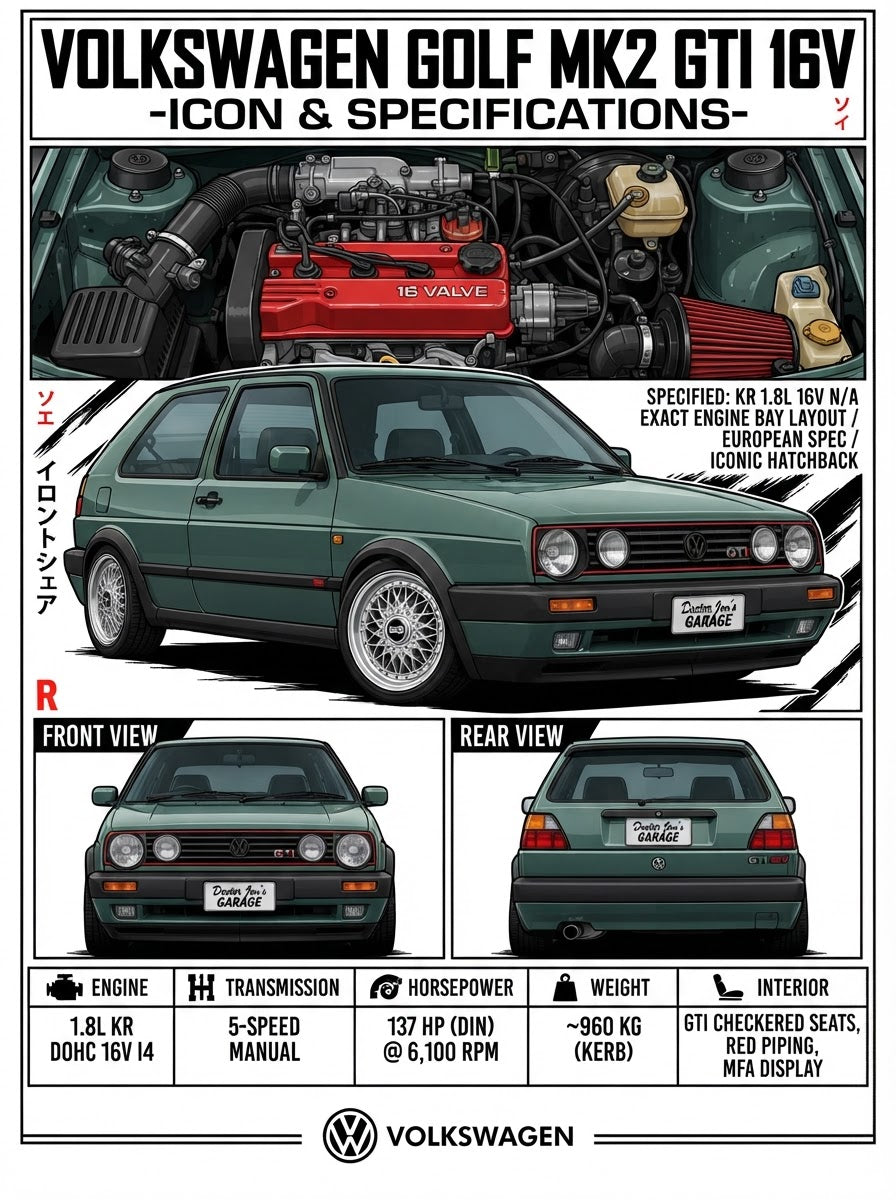 Volkswagen Golf Mk2 GTI 16V standalone artwork for printing