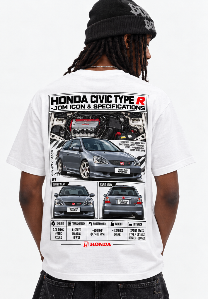 Honda Civic Type R EP3 Graphic T-Shirt — White