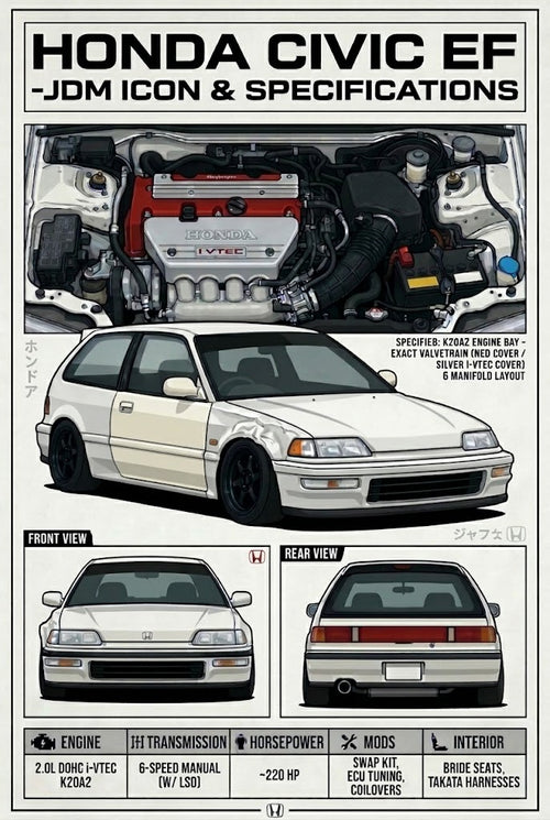 Civic EF Graphic T-Shirt — White