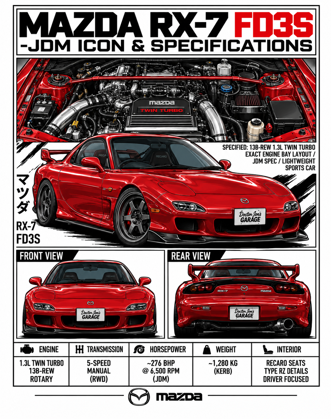 Standalone Mazda RX-7 FD3S graphic print artwork