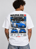 Mazda RX-8 – I Know What I've Got Graphic T-Shirt — White shirt mockup on back of model