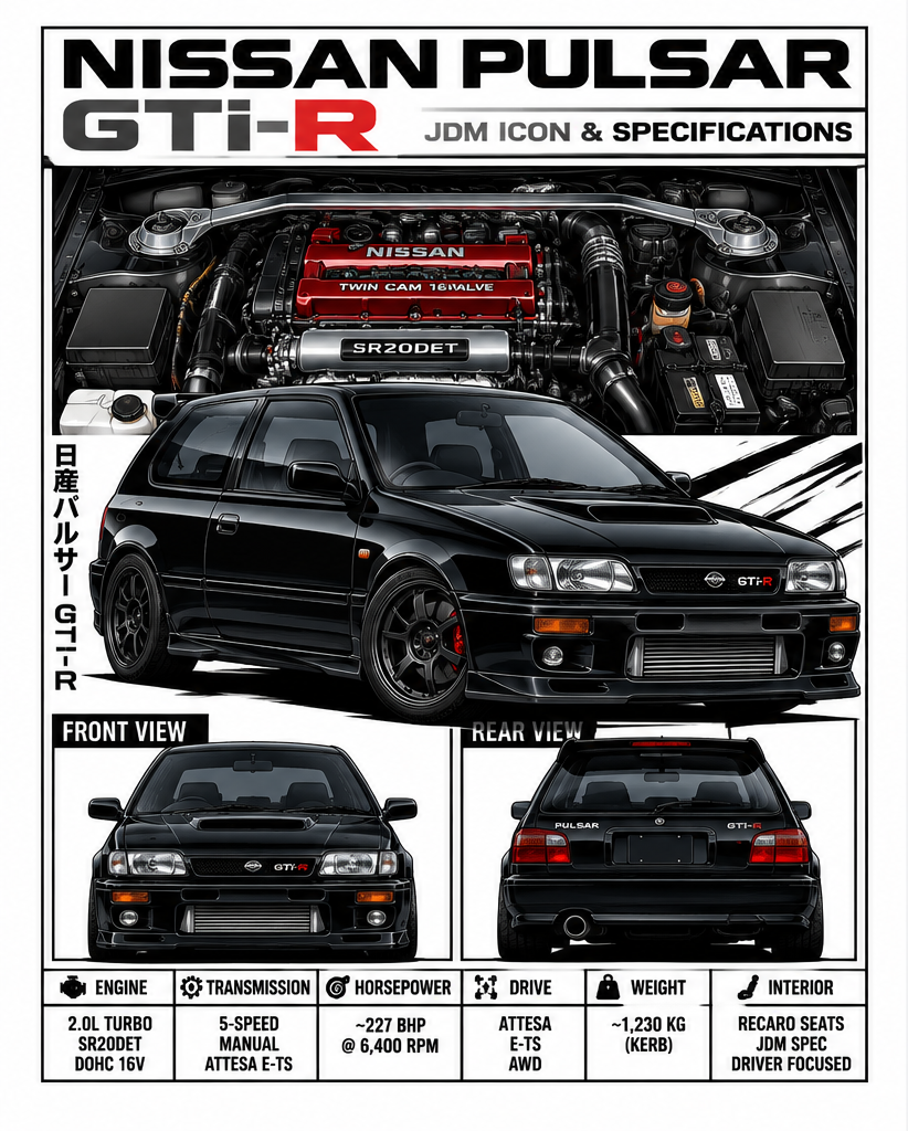 Nissan Pulsar GTI-R Graphic T-Shirt — White