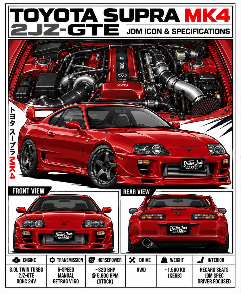 Toyota Supra MK4 Graphic T-Shirt — White