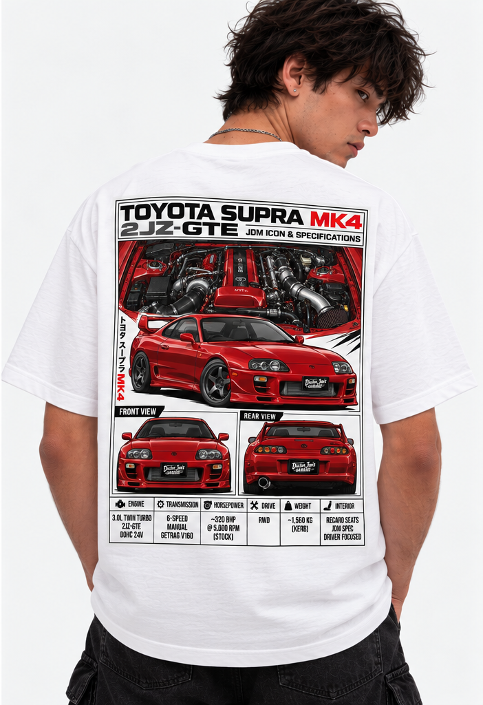 Toyota Supra MK4 Graphic T-Shirt — White